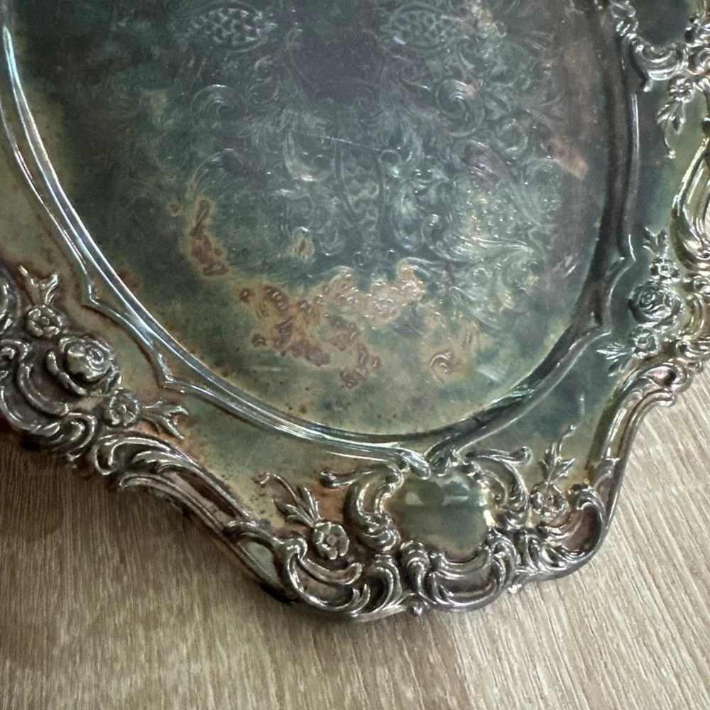 Vintage Silver Plate EP Jowle Baroque Floral Tray